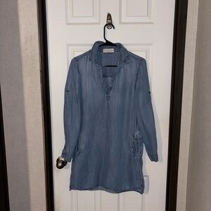 Side Stitch Blue Mini Dress